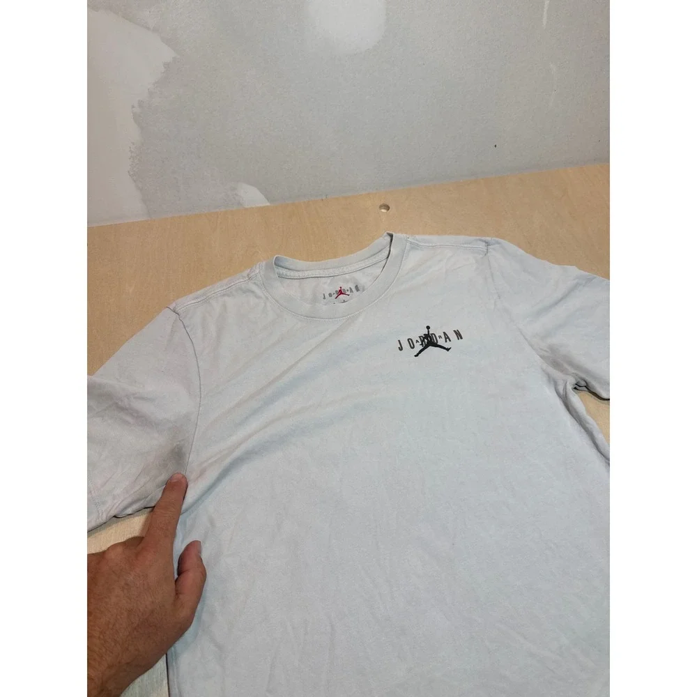 Jordan Mens Graphic T-Shirt Light Blue Jumpman Back Print Size S Small